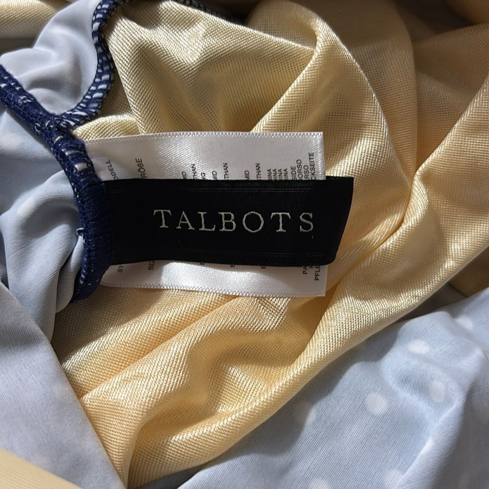Talbots Tankini Swimsuit Top Underwire Support Polka Dot Navy Blue 12 NEW - Picture 4 of 5